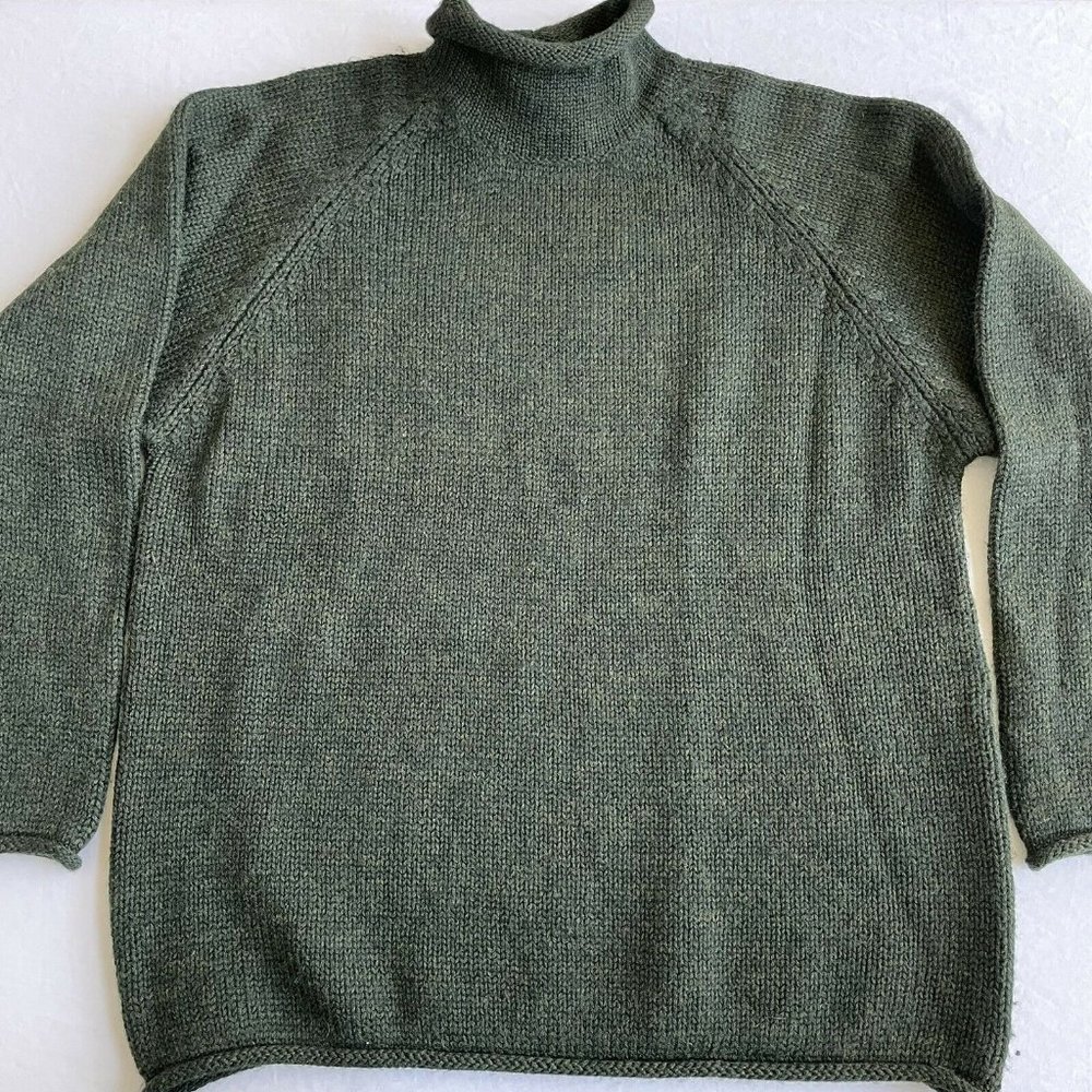 J Crew Mens Vintage Oarsman? Dark Green Wool Roll Neck Sweater Medium - Picture 4 of 5